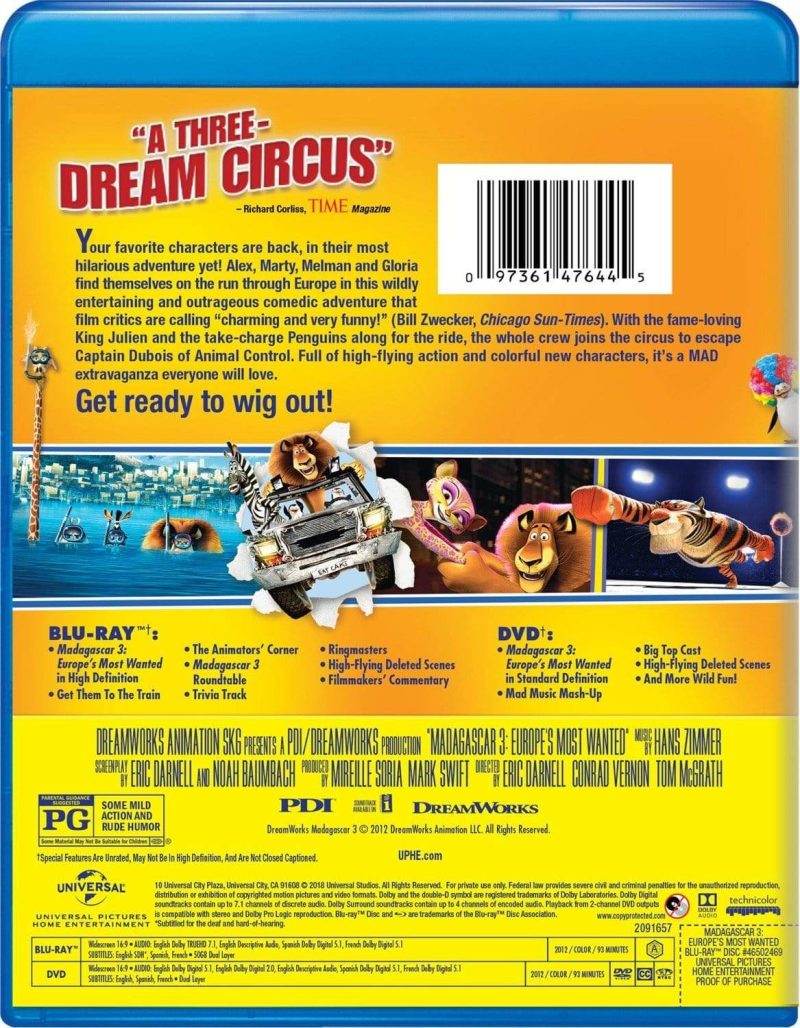 madagascar 3 europe s most wanted on blu ray 12905464692772