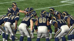 Ram's Team huddle before the snap in 'Madden NFL 10'