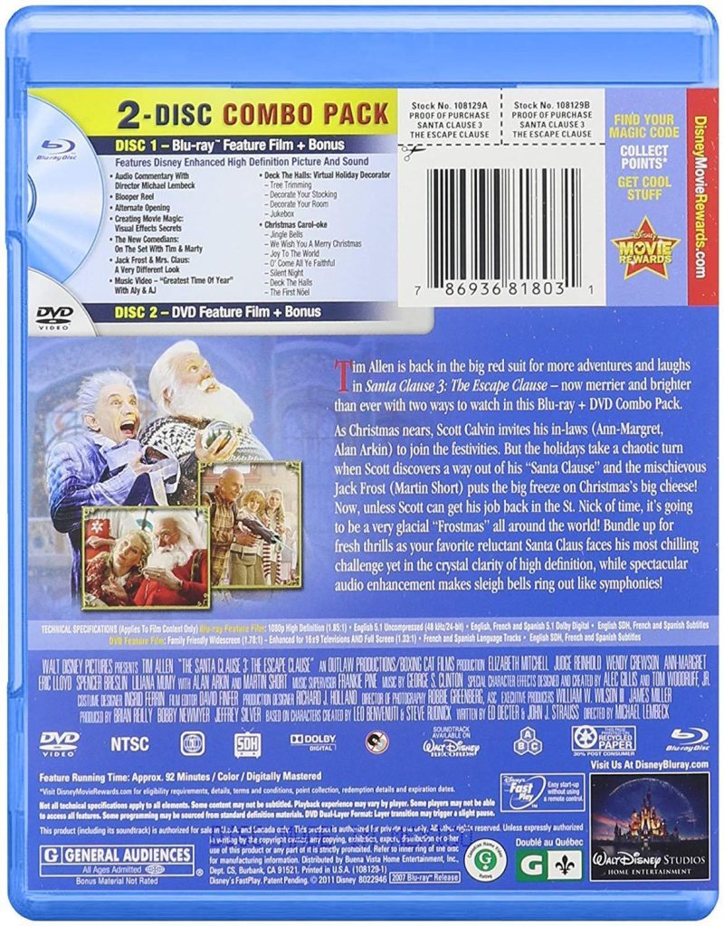 santa clause 3 the escape clause on blu ray dvd dvds blu ray discs blu ray discs 4870128992292