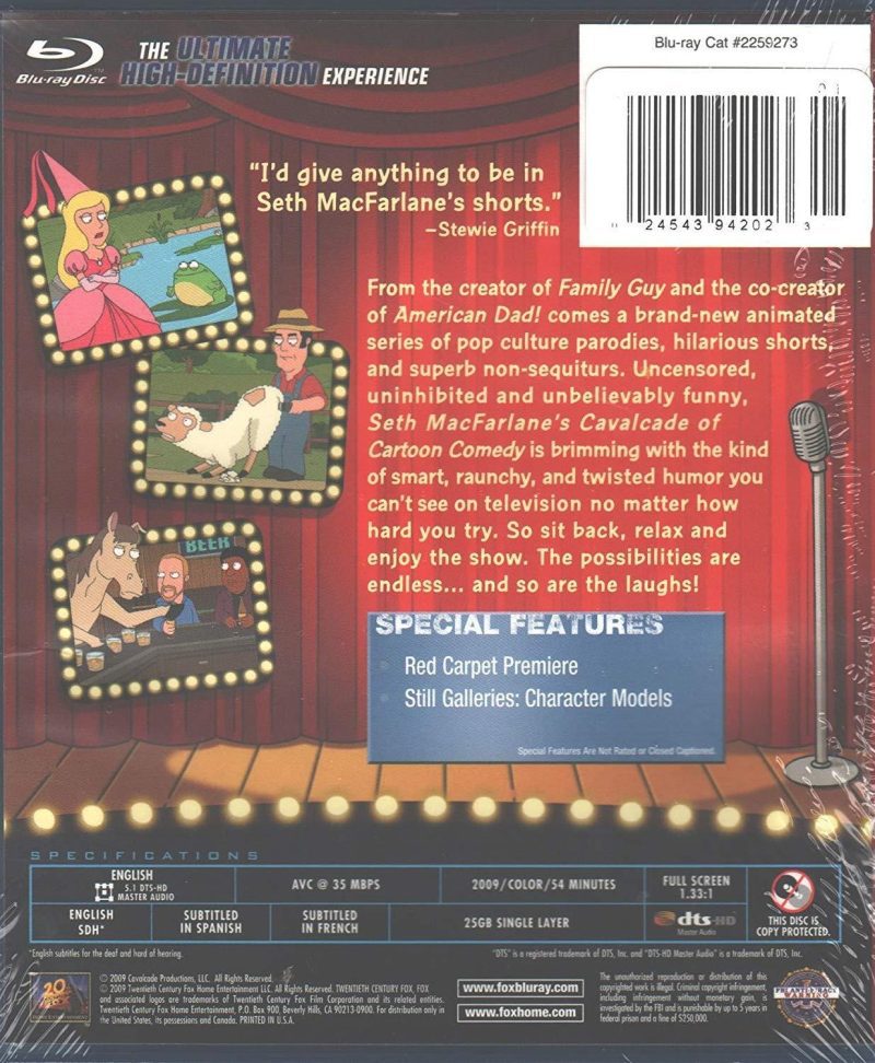 seth macfarlane s cavalcade of cartoon comedy uncensored on blu ray dvds blu ray discs blu ray discs 5060871847972